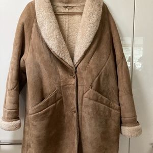 Hide Society Women’s Genuine Suede and Shearling Coat Size 16